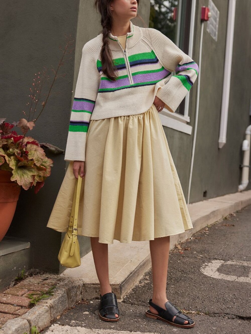 FREE PEOPLE Afternoon Elegance Midi Dress / Khaki Chino - Picture 6 of 8